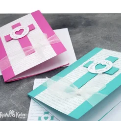 Einladungskarte oder Glückwunschkarte Kommunion – Jesus hat ein Herz für mich – Türkis oder Pink