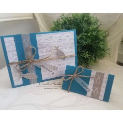 Einladungskarte PETROL-TAUPE Kommunion Taufe oder in Wunschfarbe