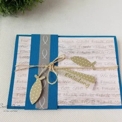 Einladungskarte PETROL-TAUPE Kommunion Taufe oder in Wunschfarbe