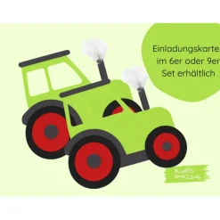 Einladungskarte Traktor Bastelset | Traktor Einladungskarten | grüner Traktor | Traktor zum basteln | Traktor Mottoparty