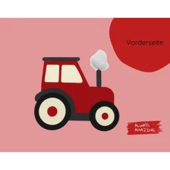 Einladungskarte Traktor Bastelset | Traktor Einladungskarten | der kleine rote Traktor | Roter Traktor