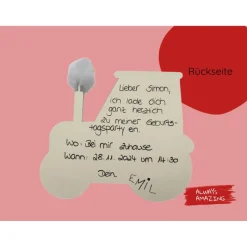 Einladungskarte Traktor Bastelset | Traktor Einladungskarten | der kleine rote Traktor | Roter Traktor