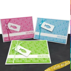 Einladungskarte zur Kommunion, Konfirmation & Firmung – Farbenfroh, individuell & mit Fisch-Anhänger