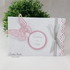 Einladungskarte zur TAUFE Schmetterling ALTROSA