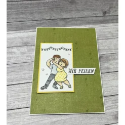 Einladungskarten Geburtstag etc. Einladung „Wir feiern“ Party Tanzen tanzendes Paar Anlass Karten Handmade Stampin‘ Up!