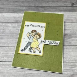 Einladungskarten Geburtstag etc. Einladung „Wir feiern“ Party Tanzen tanzendes Paar Anlass Karten Handmade Stampin‘ Up!