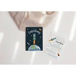 Einladungskarten Weltall Kindergeburtstag - Kindergeburtstagseinladung Space-Party - Einladung zum Kindergeburtstag