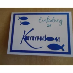 Einladungskarten zur Kommunion Einladungskarte Fisch Einladung Einladungen Mädchen Junge Grußkarte Klappkarte