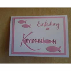 Einladungskarten zur Kommunion Einladungskarte Fisch Einladung Einladungen Mädchen Junge Grußkarte Klappkarte Rosa