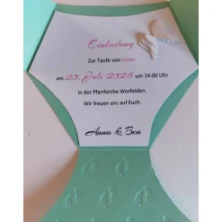 Einladungskarte/Windelkarte zur Taufe, Babyparty, Babyshower