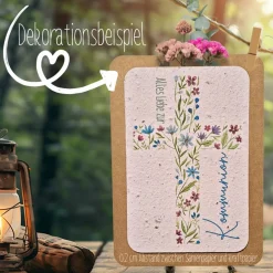 Einpflanzbare Kommunionskarte aus Samenpapier | nachhaltige Geschenke zur Kommunion | Grußkarte für Kommunionskinder