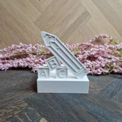 Einschieber "Stift mit ABC" mit Teelichthalter aus Keraflott gegossen