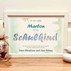 Einschulung Andenken Geschenk Junge personalisiert – Geldgeschenk Bilderrahmen Schulkind mit Namen