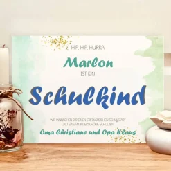 Einschulung Andenken Geschenk Junge personalisiert – Geldgeschenk Bilderrahmen Schulkind mit Namen