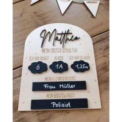 Einschulung Deko - Beschriftbare Tafel für Schulkind | Schulanfang | Erinnerung an die Schulzeit | Geschenk Einschulung,