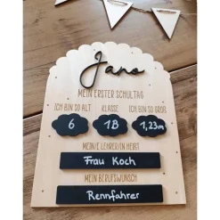 Einschulung Deko - Beschriftbare Tafel für Schulkind | Schulanfang | Erinnerung an die Schulzeit | Geschenk Einschulung,