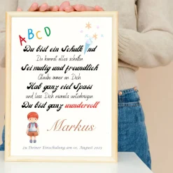 Einschulung Geschenk personalisiert Wünsche Mutmacher | Poster Urkunde zum Schulanfang | Geschenkidee erster Schultag