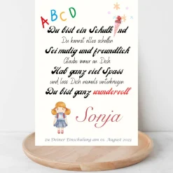 Einschulung Geschenk personalisiert Wünsche Mutmacher | Poster Urkunde zum Schulanfang | Geschenkidee erster Schultag