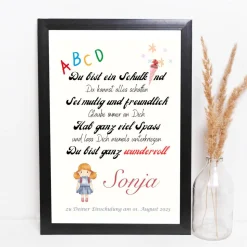 Einschulung Geschenk personalisiert Wünsche Mutmacher | Poster Urkunde zum Schulanfang | Geschenkidee erster Schultag