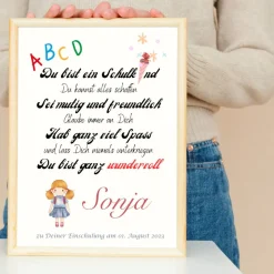 Einschulung Geschenk personalisiert Wünsche Mutmacher | Poster Urkunde zum Schulanfang | Geschenkidee erster Schultag