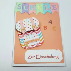 Einschulung Grußkarte Geldfach Schultasche ABC Glückwunschkarte