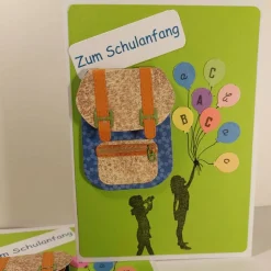 Einschulung Grußkarte Geldfach Schultasche ABC Glückwunschkarte