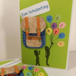 Einschulung Grußkarte Geldfach Schultasche ABC Glückwunschkarte