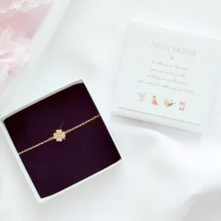 Einschulungsgeschenk Mädchen: Kleeblatt Armband mit Geschenkbox – Glücksbringer Schulanfang