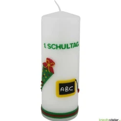 Einschulungskerze personalisierbar mit Tafel und Schultüte, Kerze zur Einschulung, Kerze erster Schultag