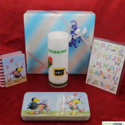 Einschulungskerze personalisierbar mit Tafel und Schultüte, Kerze zur Einschulung, Kerze erster Schultag