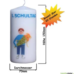 Einschulungskerze personalisierbar mit i-Dötzchen und Schultüte, Kerze Einschulung, Kerze erster Schultag
