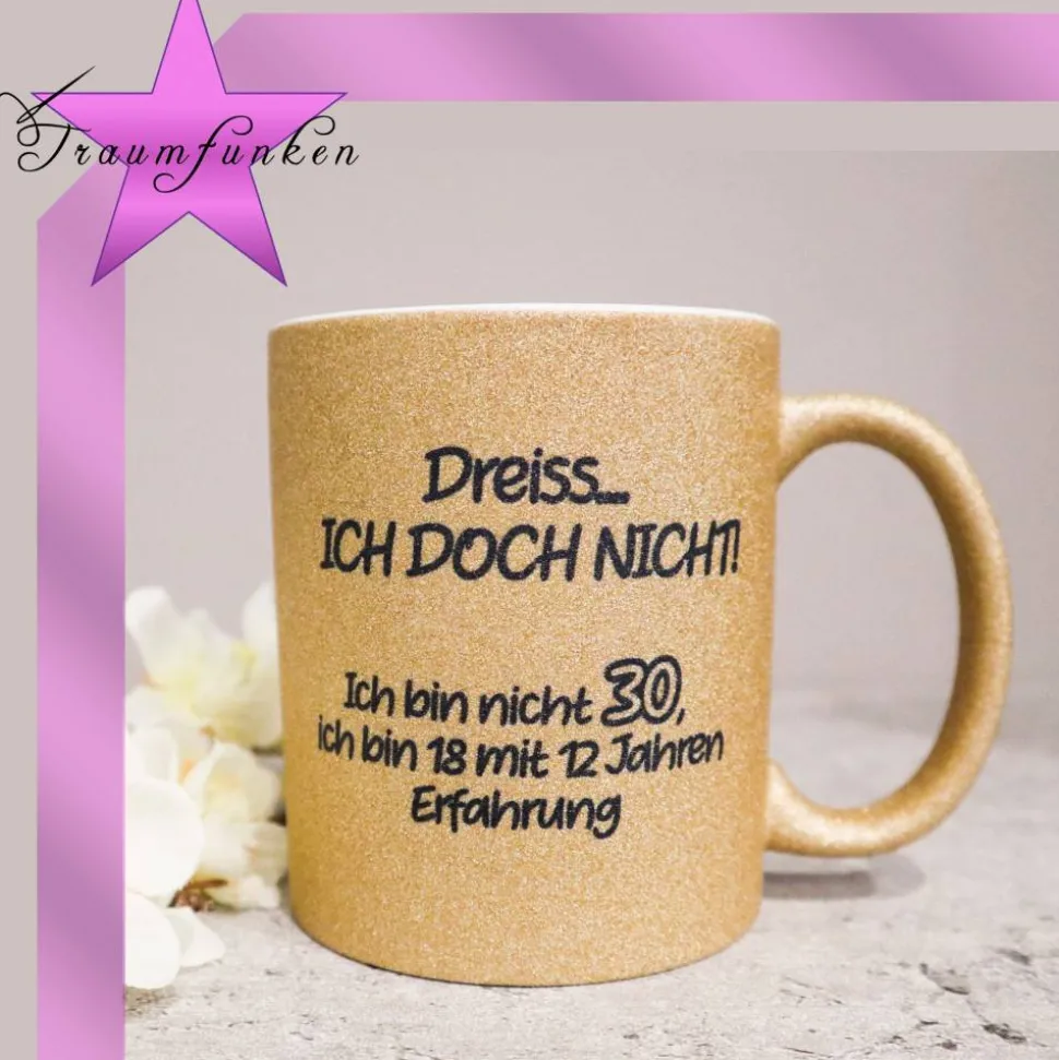 Einzigartige Geburtstagstasse / individuell / Sprüche / Glitzer / Zauber