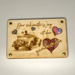 Einzigartige gelaserte Geldgeschenkkarte aus Sperrholz – Das perfekte Geschenk zur Hochzeit!