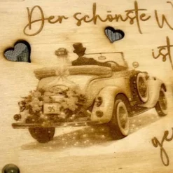 Einzigartige gelaserte Geldgeschenkkarte aus Sperrholz – Das perfekte Geschenk zur Hochzeit!