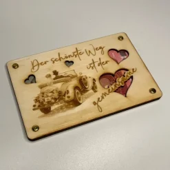 Einzigartige gelaserte Geldgeschenkkarte aus Sperrholz – Das perfekte Geschenk zur Hochzeit!