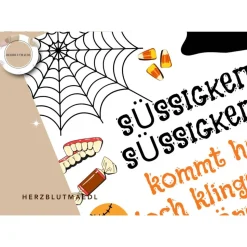 Einzigartige Halloween Dekoration - Türschild mit Gespenst, Kürbis | Gruselige Halloween Haus Deko - Print DIN A4 | Kind
