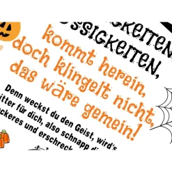 Einzigartige Halloween Dekoration - Türschild mit Gespenst, Kürbis | Gruselige Halloween Haus Deko - Print DIN A4 | Kind