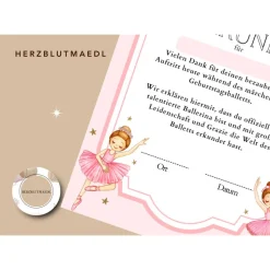 Einzigartige Urkunden für Kinder - Tanz Zertifikat - Gastgeschenk Ballett Mädchen