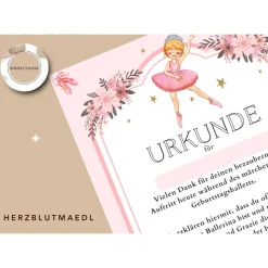 Einzigartige Urkunden für Kinder - Tanz Zertifikat - Gastgeschenk Ballett Mädchen