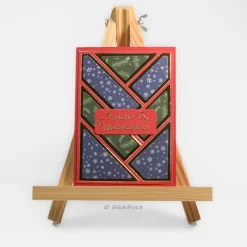 Einzigartige Weihnachtskarte rot-bunt mit Goldrahmen, handgemachte Faltkarte A6 inkl. Umschlag