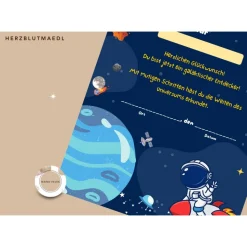 Einzigartige Weltraum Mitgebsel für den Universum-Kindergeburtstag oder die Weltallparty | Urkunde zum Ausdrucken in A4