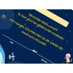 Einzigartige Weltraum Mitgebsel für den Universum-Kindergeburtstag oder die Weltallparty | Urkunde zum Ausdrucken in A4