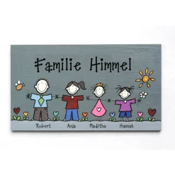einzigartiges Geschenk zum Einzug / Umzug, Türschild Familie aus Holz personalisiert mit Namen, Holzschild, Haustürschild, Familienschild, einmalig, dekorativ & wetterfest