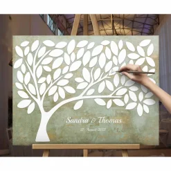 Einzigartiges Gästebuch Hochzeit Leinwand Hochzeitsbaum, individuell & kreativ zeitloser personalisiert