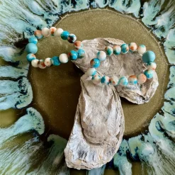 Einzigartiges Set Serviettenhalter aus Austern & Achaten – Handgefertigte Unikate als Geschenk