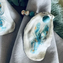 Einzigartiges Set Serviettenhalter aus Austern & Achaten – Handgefertigte Unikate als Geschenk