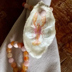 Einzigartiges Set Serviettenhalter aus Austern & Achaten – Handgefertigte Unikate als Geschenk