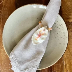 Einzigartiges Set Serviettenhalter aus Austern & Achaten – Handgefertigte Unikate als Geschenk