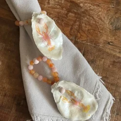 Einzigartiges Set Serviettenhalter aus Austern & Achaten – Handgefertigte Unikate als Geschenk