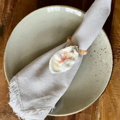 Einzigartiges Set Serviettenhalter aus Austern & Achaten – Handgefertigte Unikate als Geschenk